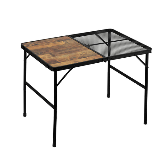 Folding Picnic Table With Adjustable Height - 90x60cm - Dual Surface Grill Table for BBQ, Camping, or Outdoor Cooking