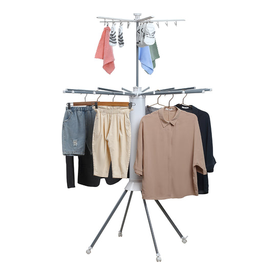 Double Layer Rotating Octopus Clothes Drying Rack - 112x112x172cm - for Indoor/Outdoor Laundry Drying