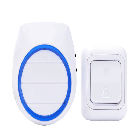 Wireless Doorbell - Battery Operated Doorbell Kit with 1 Transmitter, 1 Receiver, Battery, Adjustable Volume and Chime - Ideal for Home, Office, Apartment, Shop, and Classroom Use - White I
