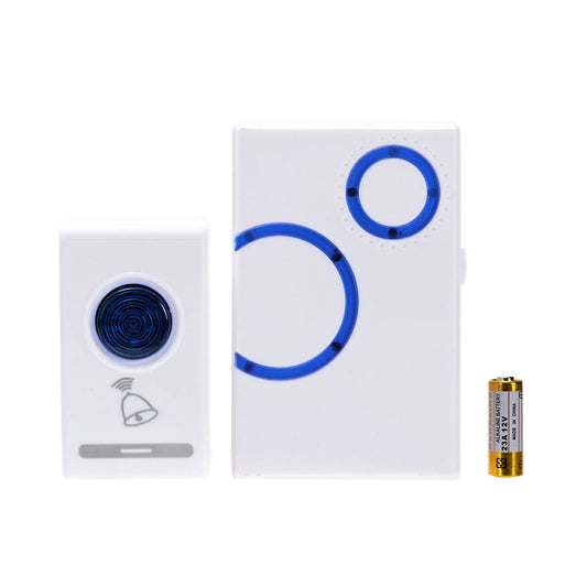 Wireless Doorbell - Battery Operated Doorbell Kit with 1 Transmitter, 1 Receiver, Battery, Adjustable Volume and Chime - Ideal for Home, Office, Apartment, Shop, and Classroom Use - White III