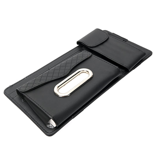 Car Visor Organizer - Black - Universal Auto Interior Accessories Multi-Pocket Tissue Box Holder with Zipper Pouch for Documents and Sunglasses -Vehicle Storage Organizer for SUV, Sedan, Truck