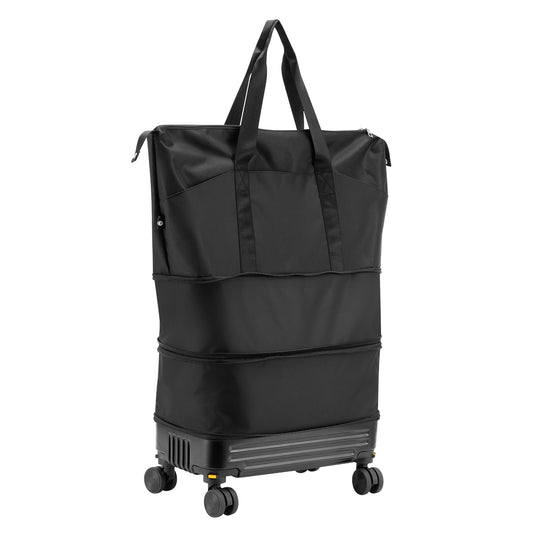 Traveling Bag - Expandable Foldable Travel Bag with Wheels, Convertible Carry-On Weekender Rolling Luggage, Detachable Wheels, 35L-65L Capacity, for Travel, Shopping & Camping (Black)