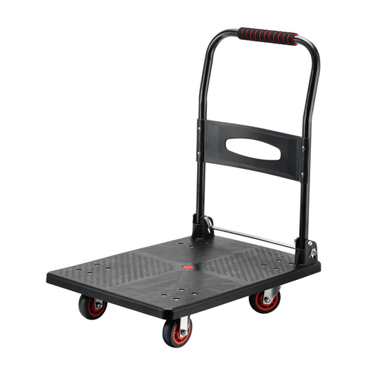 Foldable Push Cart Dolly -350kg/770 lbs 72x48x84cm / 28.35x18.90x33.07in - Heavy-Duty Folding Utility Cart with Spacious Moving Platform & 360° Swivel Wheels for Warehouse Workshop Office Home