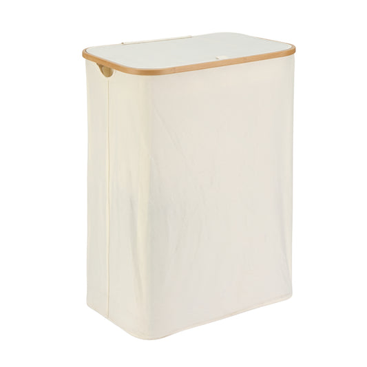 160L Dirty Clothes Laundry Basket with Lid - Collapsible Folding Clothes Hamper Organizer with 3 Section Divided Removable Liner Bags for Bedroom, Bathroom and Laundry Room - 57x37x75cm Beige
