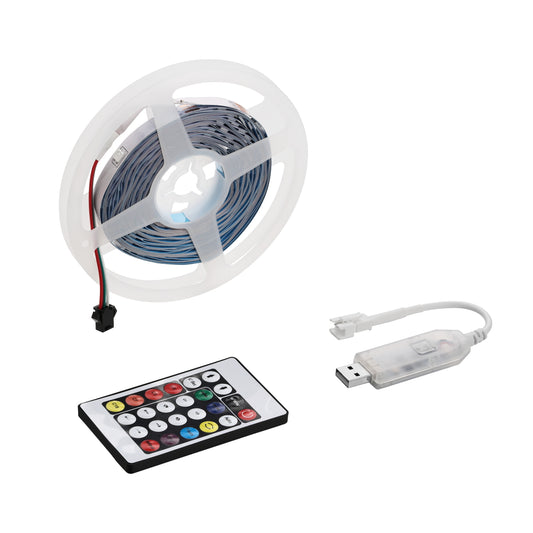LED Light Strip with Remote Control and Bluetooth APP - USB-Powered RGB Multicolor Cuttable Flexible Strip with 24-Key Remote and Modes for Bedroom, TV Backlight, and Gaming Room