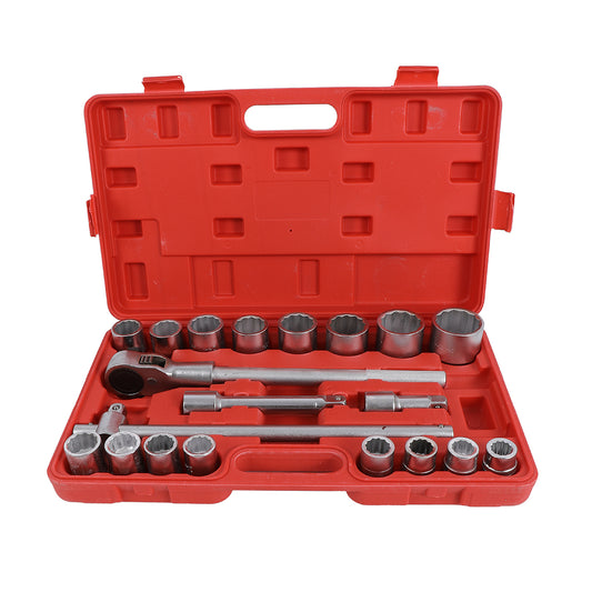 Socket Ratchet Wrench Set -19 Piece1 Automotive Repair Tool Kit with Ratchet, Impact Sockets, Extension Rods and Storage Case - Compact Multi-Size Mechanic Tools for Car and Truck Maintenance